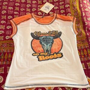 Montana West Blame It All On My Roots Orange & White Women’s  Western Graphi